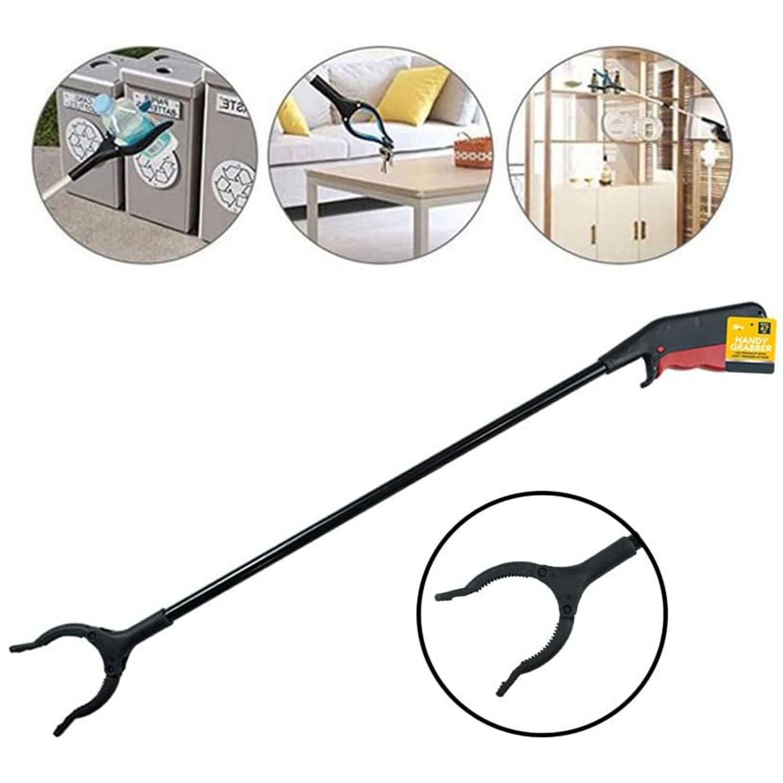 Long Reach Grabber 67cm Plastic Trash Picker Heavy Duty Grip Trigger