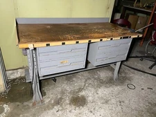Penco Work Bench Shop Wood Top Table Heavy Duty Industrial 4 Drawer for Garage