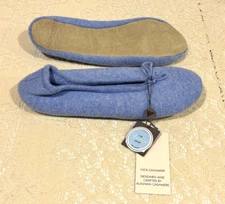 Brand NEW Blue 100% Cashmere Slippers by Alashan Cahmere Size Large 9 - 10.5