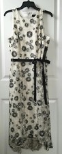 Tahari ASL Black and White Lace Floral Midi Dress w/Front Tie Size 12 NWT