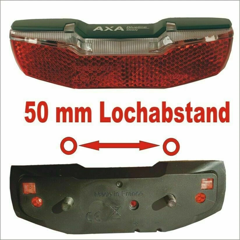 AXA LED Fahrrad Rad Rücklicht Licht fürs Gepäckträger Standlicht Nabendynamo