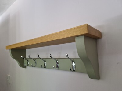 Garderobe + Regal schwebend rustikal 5 Chrom Doppelhaken