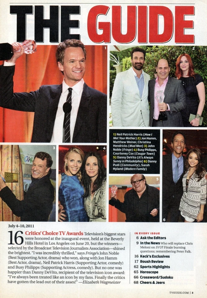 TV GUIDE July 4-10 2011 Noah Wyle Falling Skies Laura Linney Elijah Wood - Image 2 of 4