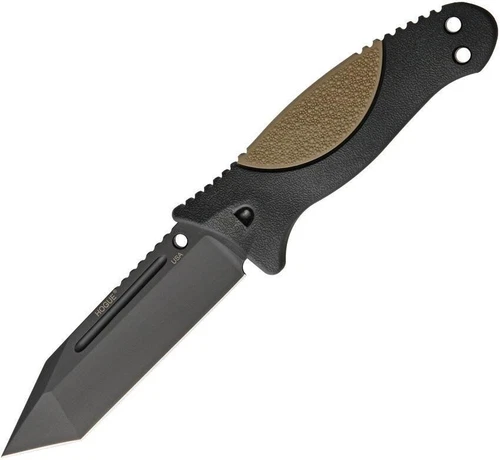 Hogue 35243 EX-F02 4.5" Black Tanto A2 Tool Steel Blade Black FDE Rubber Polymer