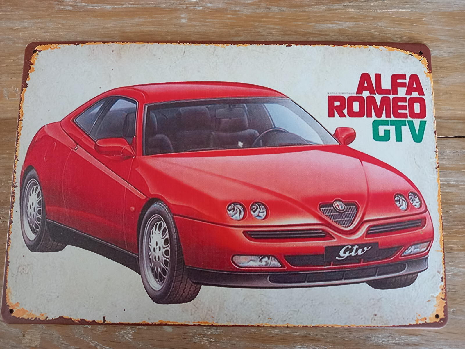 Plaque Alfa Romeo GTV 916 déco rétro pour salon de passionné