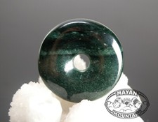 LARGE GUATEMALA OLIVE GREEN LANDSCAPE JADEITE JADE DONUT PENDANT MAYAN MOUNTAIN