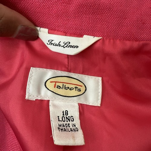 Talbots 100% Irish Linen 3 Button Blazer Womens Size 18 Long Office Career Light - 第 6/10 張圖片