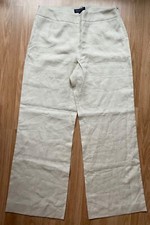 Jones New York Signature Elegant 100 Linen Women's Cream Wide Leg Pants Sz12