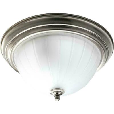 Progress Lighting 13.25in 2-Light Brushed Nickel Flush Mount Etched P3817-09 NIB