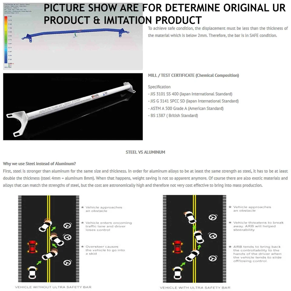 DAIHATSU COPEN L880 2002~2012 ULTRA RACING 2 POINTS REAR LOWER TORSION BRACE - Imagen 4 de 4
