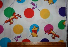 Winnie the Pooh cotton fabric BTY Rainbow Pooh balloon tigger piglet white brite