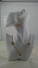 Champagne Colored Beaded Gold Tone Necklace and Earring Set