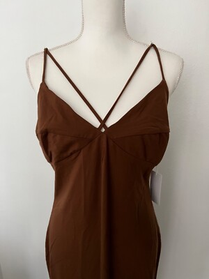 Reformation Lainey Dress Brown Maxi Strappy Casual Beach Brunch Workwear  NWT | eBay