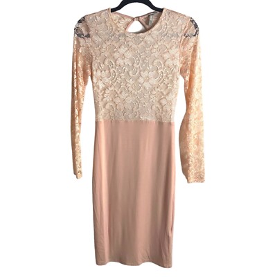 ASOS Size 8 Long Lace Sleeve Mini Dress Pink Open Back Ballet Dantiy  Feminine | eBay