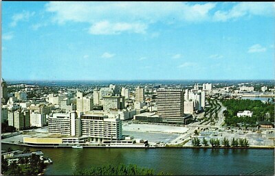 Airview Miami Florida N Biscayne Blvd FL Skyline Postcard UNP VTG Koppel Unused