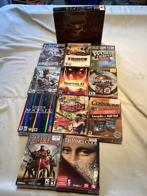 12 Vintage PC+ ATARI Computer BOX games Matrix,Riven,Unreal 2,Empire,tribes+(G4)