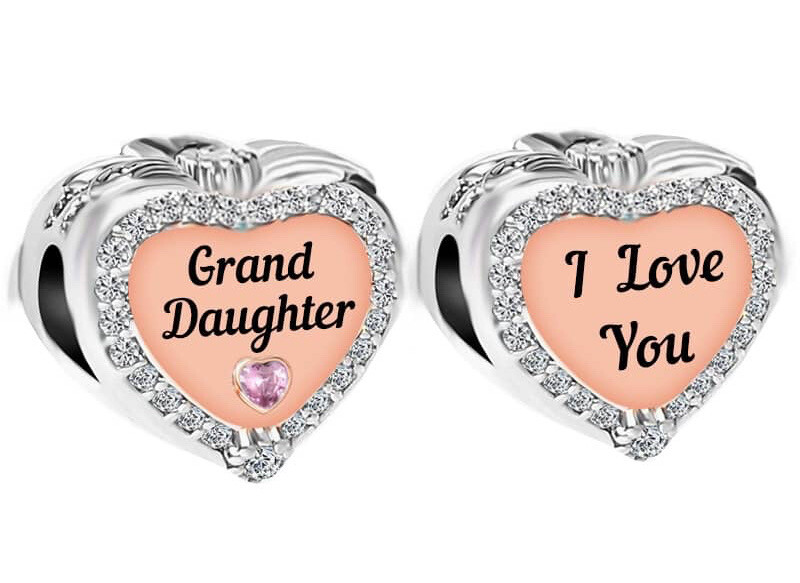 STERLING SILVER 925 🌸 GRANDDAUGHTER I LOVE YOU HEART BEAD CHARM