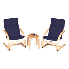 Guidecraft Kiddie Rocker Blue Cushioned Chair Set with Small Table for Kids New