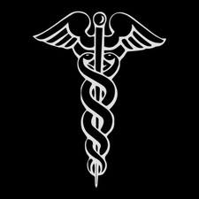 Caduceus Hermetic Vinyl Decal - White 6 Inch