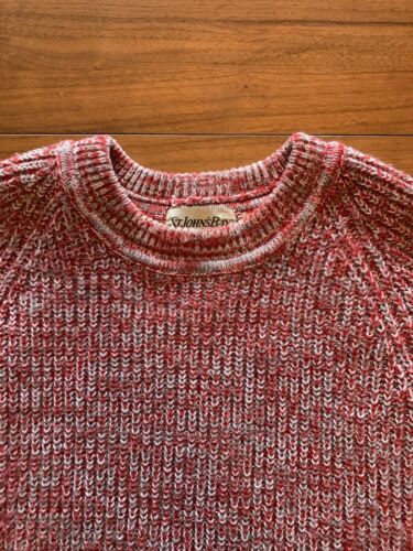 Vintage 90s St Johns Bay Sweater Mens XLT Heather Red Gray Fisherman Oarsman 80s