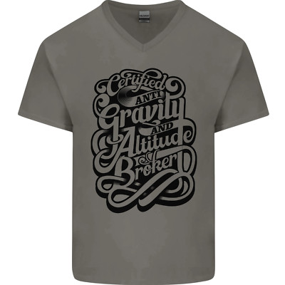 Anti-Gravity Pilot Hanggliding Paragliding Herren V-Ausschnitt Baumwoll T-Shirt