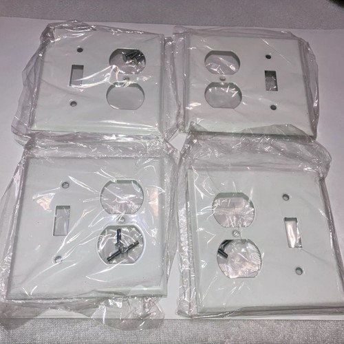 Mulberry White STANDARD Metal Toggle Switch Duplex Receptacle Cover Wallplate