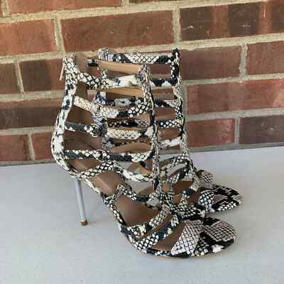 Aldo Unaclya Snake Open-toe Back Zip Strappy Cage Sandals Women’s US M 