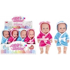 2x Puppen kleine Babypuppen Spielpuppen 21 cm rosa und blau Bademantel Spielzeug