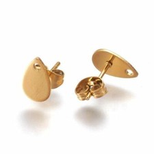 10 pcs 5 pairs 304 Stainless Steel Teardrop Earring Posts/Bases/Studs/Settings