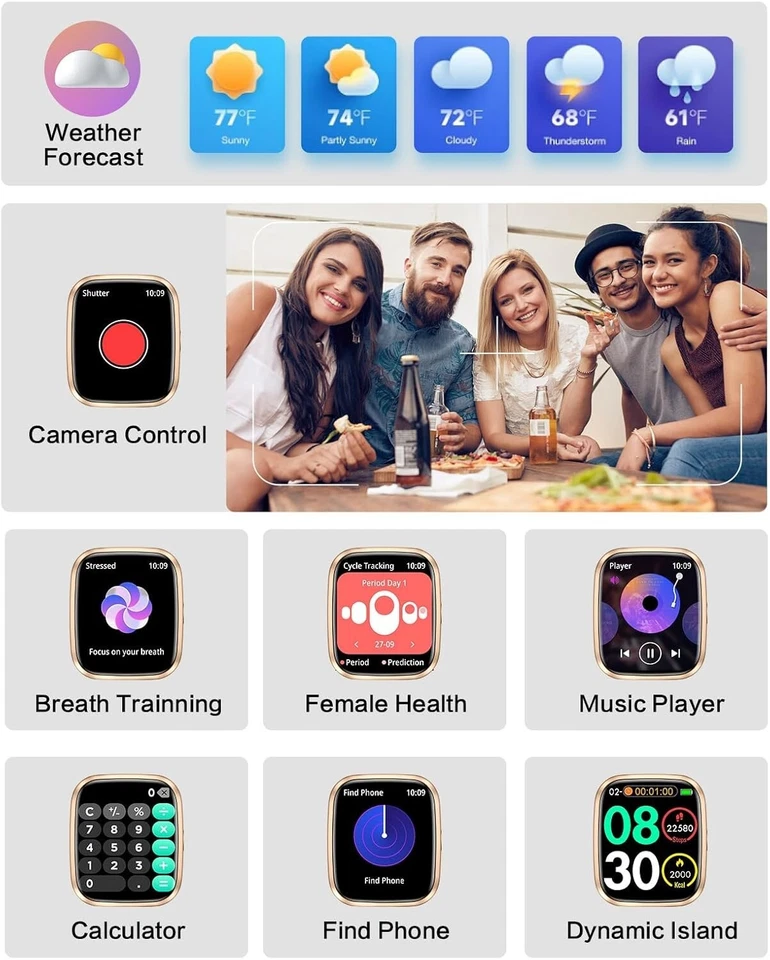 Smart Watches for Women, 1.75" Bluetooth Call, AI Voice Smartwatch, 24/7 Heart - Image 3 of 4