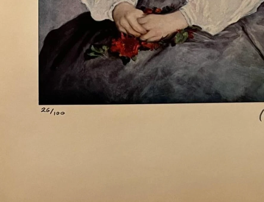 Pierre-Auguste Renoir Impressão Original Assinada à Mão com Certificado de Autenticidade e Avaliação US$ 3500 USD - Imagem 3 de 4