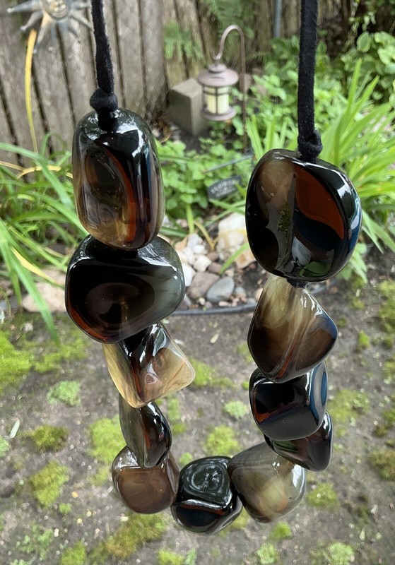 Chunky Vintage MCM Lucite Obsidian Agate Amber Onyx Tortoiseshell Beads Necklace