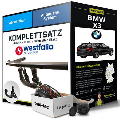 Für BMW X3 Typ F25 Anhängerkupplung abnehmbar +eSatz 13pol uni. 2014-2017 NEU