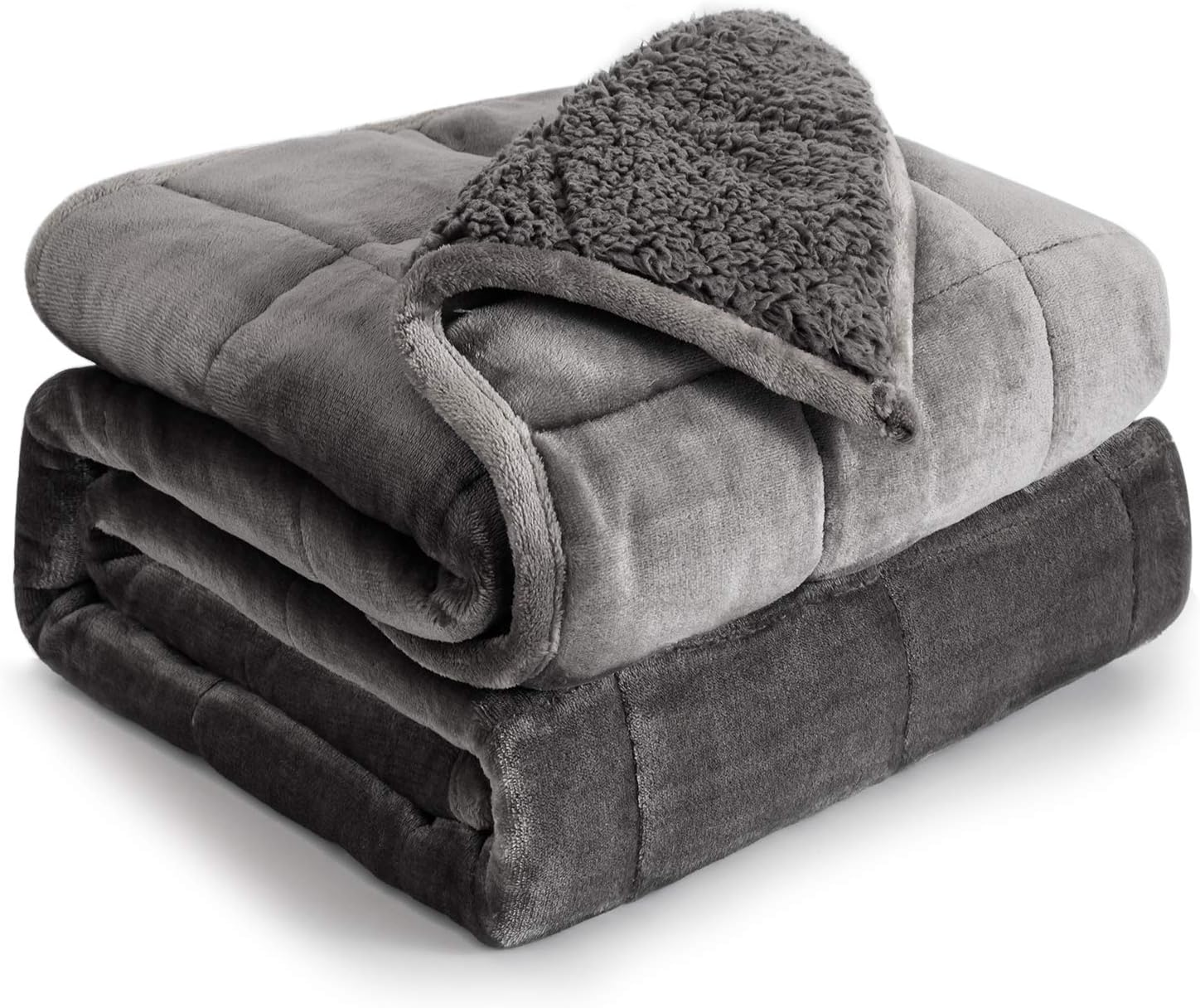 15lb Sherpa Fleece Weighted Blanket for Adults - Ultra Plush Flannel Bed Cover-image