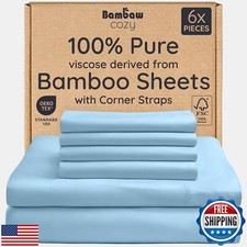Bambaw 6pcs Set of 100 Viscose Derived from Bamboo Sheets for Queen Size Bed