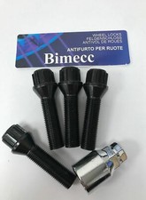 ALLOY WHEEL LOCKING BOLTS 40mm BLACK BIMECC M14X1.25 FITS BMW F01 G11 G12