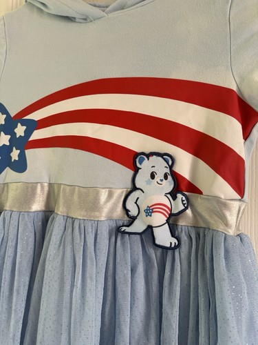 Girls CARE BEARS blue sparkle tutu dress costume outfit patriotic- Size 8 - Picture 2 of 4