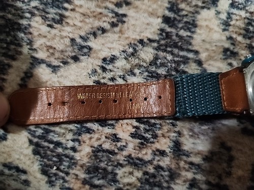 Timex Women Watch Brown Green Plastic Leather Nylon 100m Alarm Chron Date Quartz - Foto 12 di 12