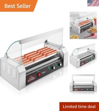 Electric 12 Hot Dog 5 Roller Grill Cooker Machine with Cover 700-Watt - Comme...