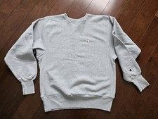 Rare Vintage CHAMPION Blue C Logo Reverse Weave Crewneck Sweatshirt 90s Gray Lg