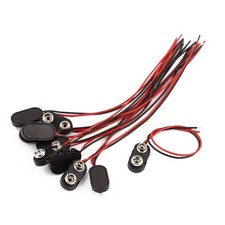 10Pcs 2-Wire Plastic Shell I Type 9V 9 Volt Battery Clip Connector 15cm Length