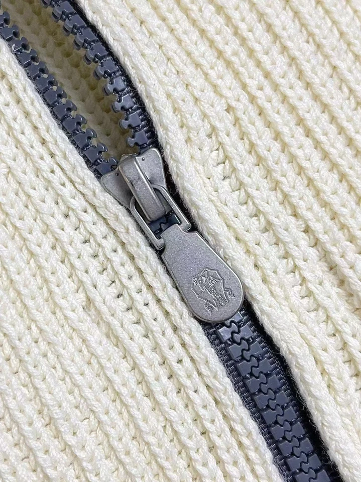 Brunello Cucinelli Minimalist Men's Wool Zipper Long-Sleeve Sweater Jacket White - Image 4 of 4