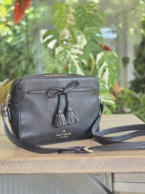 Kate Spade Hayes Street Arla schwarz Leder Kameratasche Schultertasche Umhängetasche