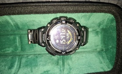 Casio PRO TREK PRG-160Y TITANIUM  Herren Digitaluhr Solar Kompass schwarz 200 m