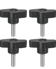 4 Pk M6 x 20mm T Handle Thumb Screw Knobs Stainless Steel Metric Black OS091812