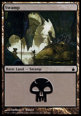Basic Lands 10 MTG Swamp (297) - Foil, Light Play, English Ravnica: City of Guil