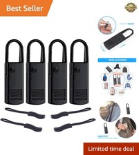 4-Pcs Metal Zipper Pull Replacement - Stylish  Durable Black Tabs
