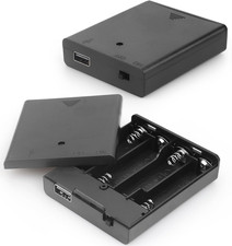 2 PCS 4 AA Battery Holder with USB Port, 2PCS 4 x 1.5V AA Battery Holder Case
