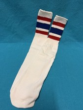 VTG Tube Socks 80's NOS 21" Football Striped White Red Blue Basketball Acrylic