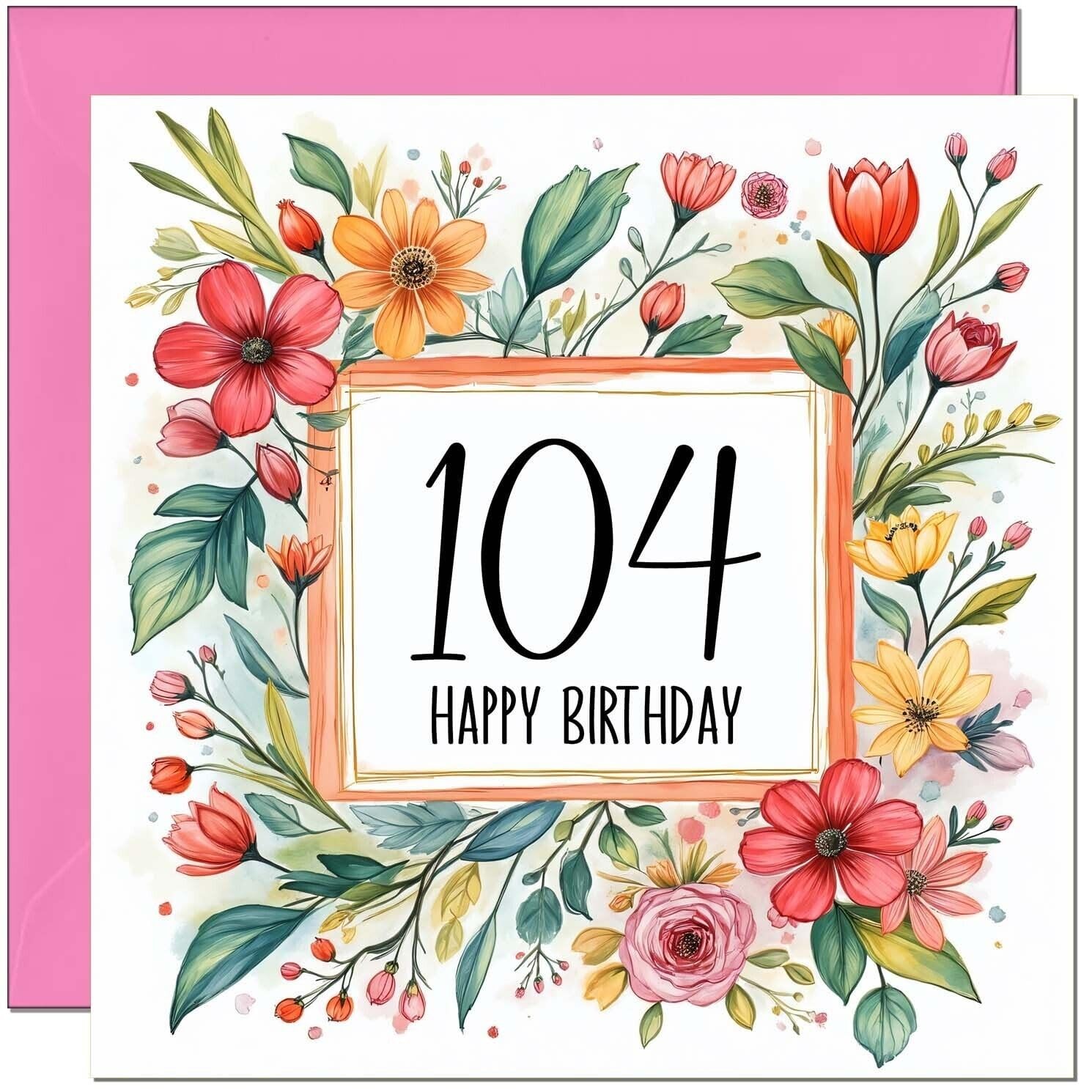 Carte d'anniversaire pour femme de 104 ans - Célébration unique en papier d'art